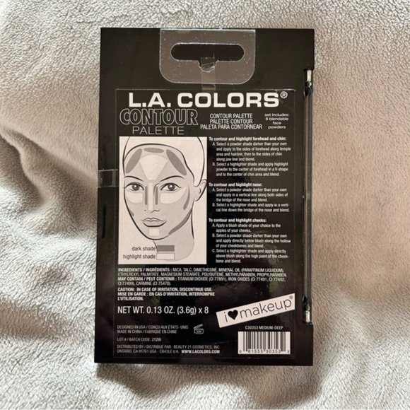 L.A. Colors CONTOUR PALETTE MAKE UP- 8 BLENDABLE FACE POWDERS Medium Deep- NEW - Picture 4 of 4